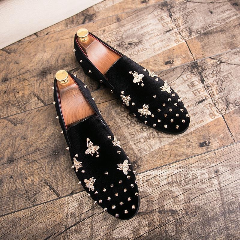 Men Shoes Official - المسامير الرجال فستان أحذية أحمر أسود